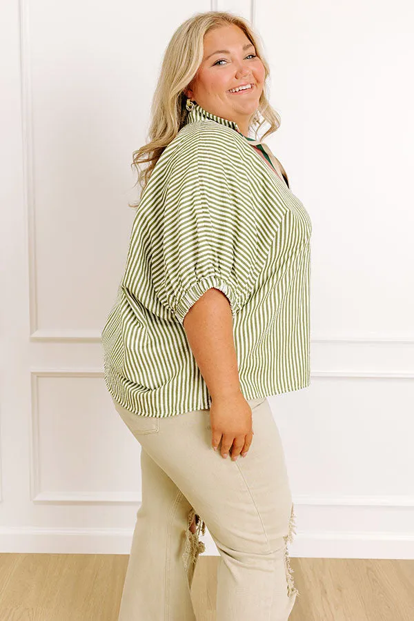 Country Club Gathering Stripe Top in Olive Curves sold by Impressions product image thumbnail 4