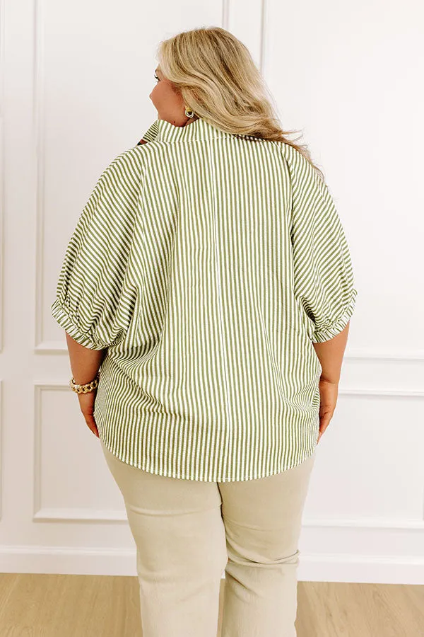 Country Club Gathering Stripe Top in Olive Curves sold by Impressions product image thumbnail 5