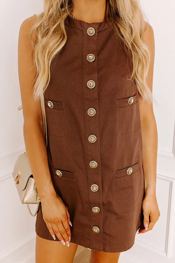 Martini Muse Button Down Mini Dress in Brown sold by Impressions product image thumbnail 3