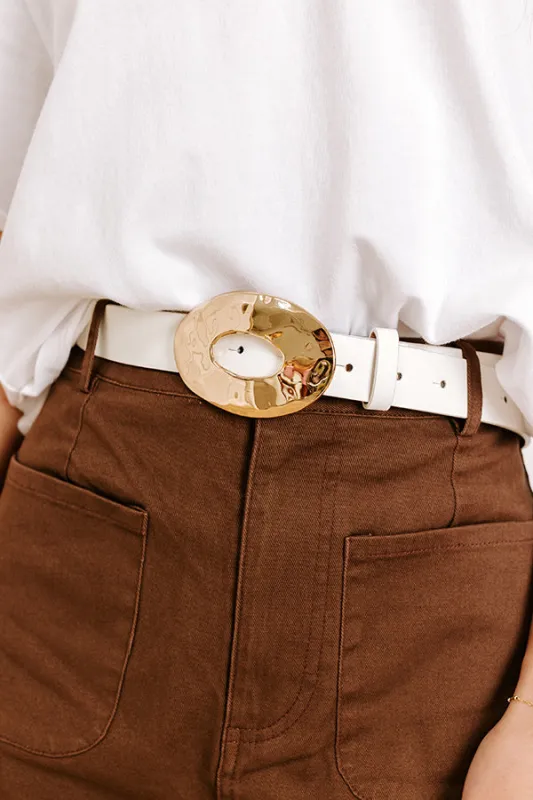 Luxe Lifestyle Faux Leather Belt in White sold by Impressions