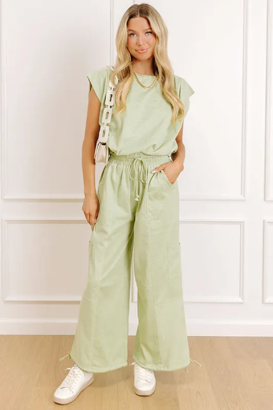 The Chill Edit High Waist Cargo Pants in Sage sold by Impressions
