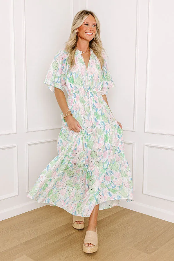 Picking Tulips Floral Eyelet Midi Dress sold by Impressions