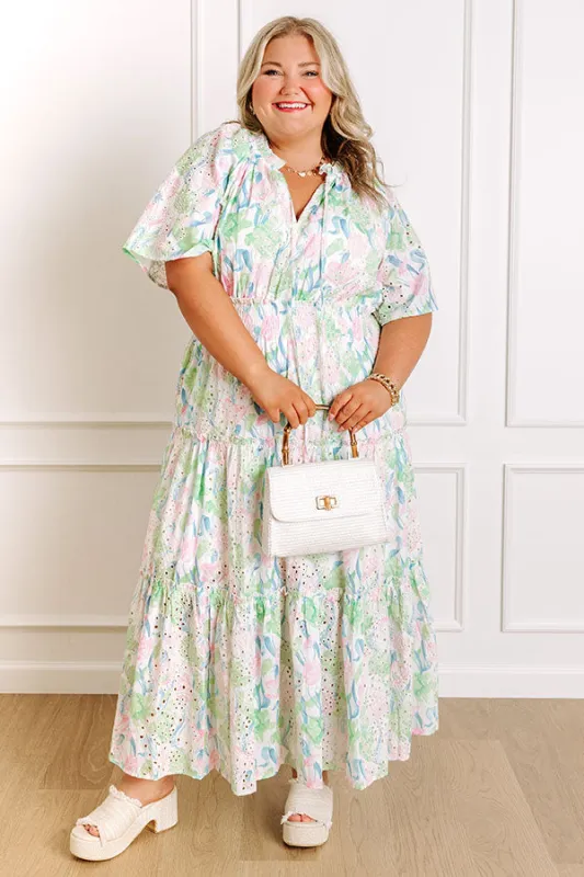 Picking Tulips Floral Eyelet Midi Dress Curves sold by Impressions