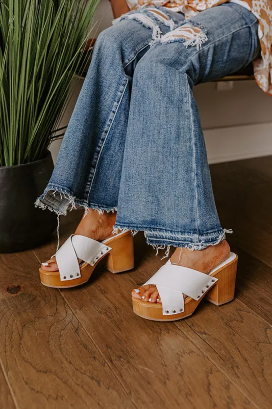 The Mellow Faux Leather Heel in White sold by Impressions