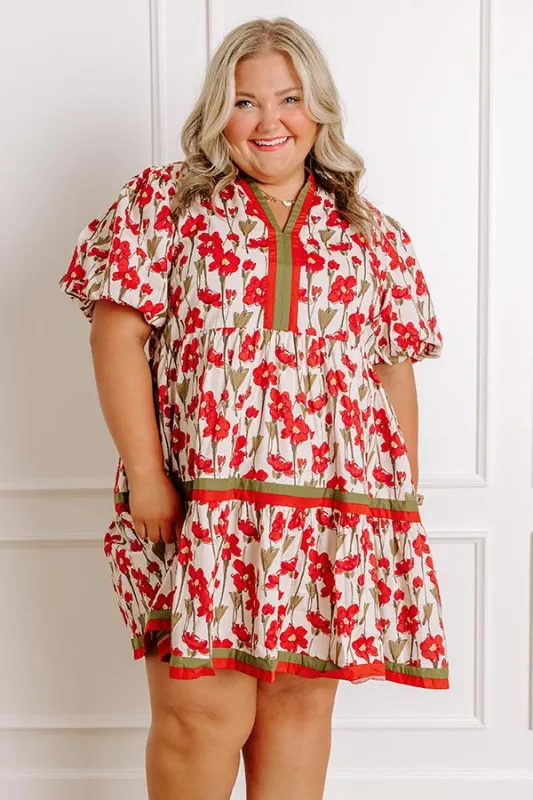 Fresh Horizon Floral Mini Dress in Rust Curves sold by Impressions