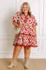 Fresh Horizon Floral Mini Dress in Rust Curves sold by Impressions
