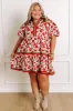 Fresh Horizon Floral Mini Dress in Rust Curves sold by Impressions