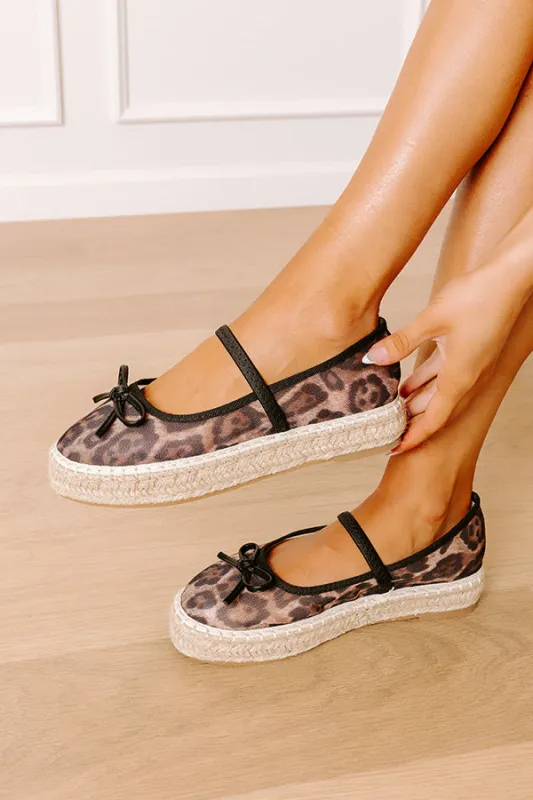 The Olivia Mesh Espadrille Flats in Leopard sold by Impressions