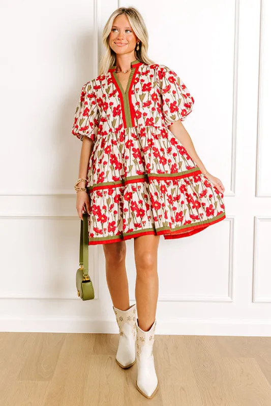 Fresh Horizon Floral Mini Dress in Rust sold by Impressions