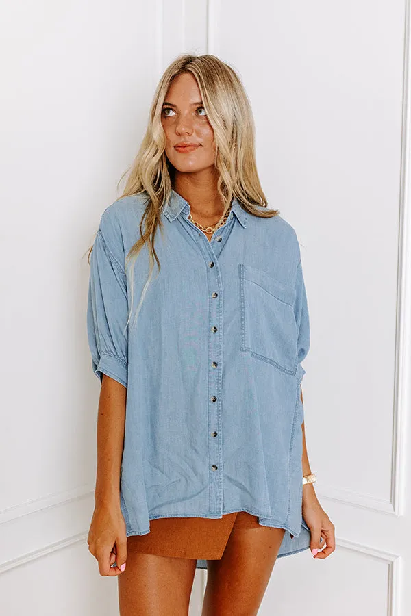 SoCal Love Oversized Chambray Button Up sold by Impressions