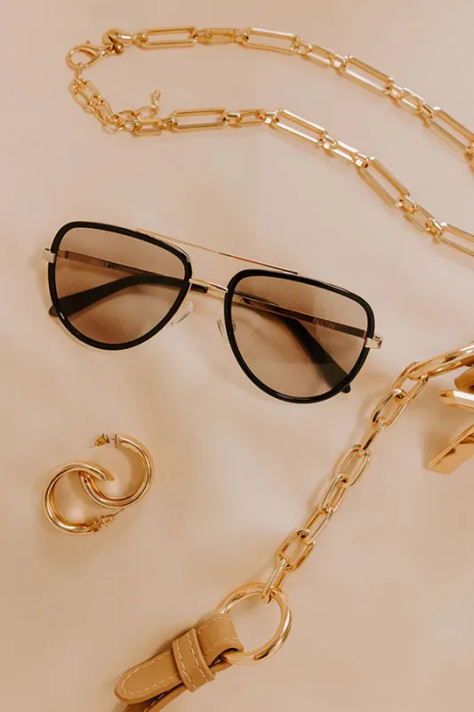 Quay All In Medium Aviator Sunnies in Black sold by Impressions