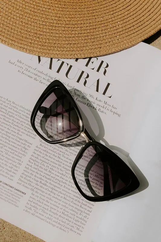 Quay All Talk Oversized Cat Eye Sunnies in Black sold by Impressions