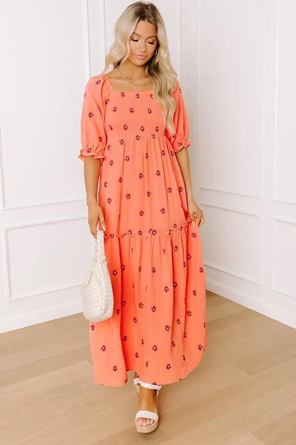 Vineyard Lounge Floral Embroidered Midi Dress sold by Impressions