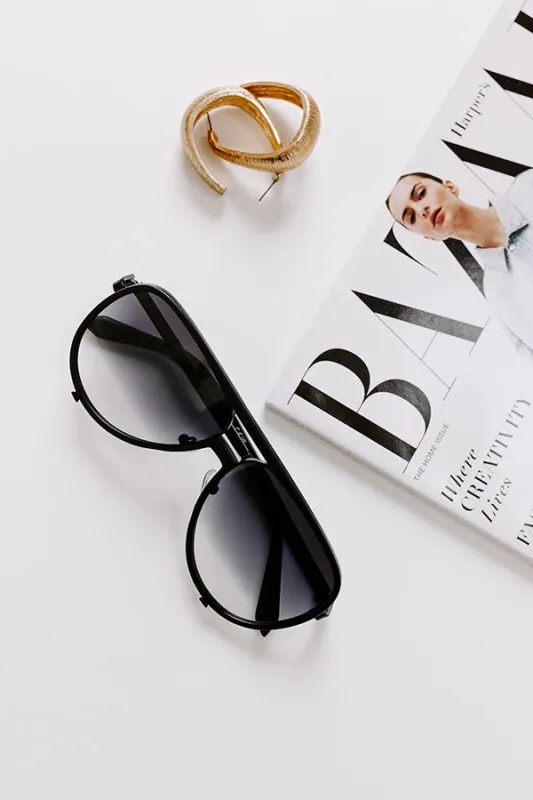 Quay High Profile Aviator Sunnies in Matte Black sold by Impressions