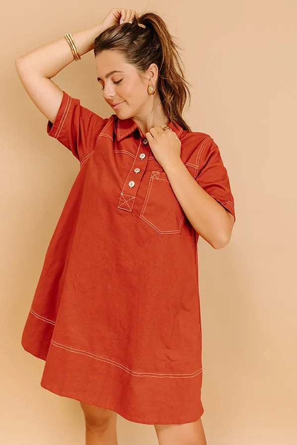 Cafe On Fifth Denim Mini Dress in Rust sold by Impressions product image thumbnail 2