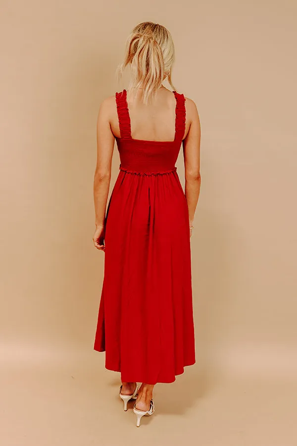 Harvest Lane Linen-Blend Midi Dress in Crimson sold by Impressions product image thumbnail 4