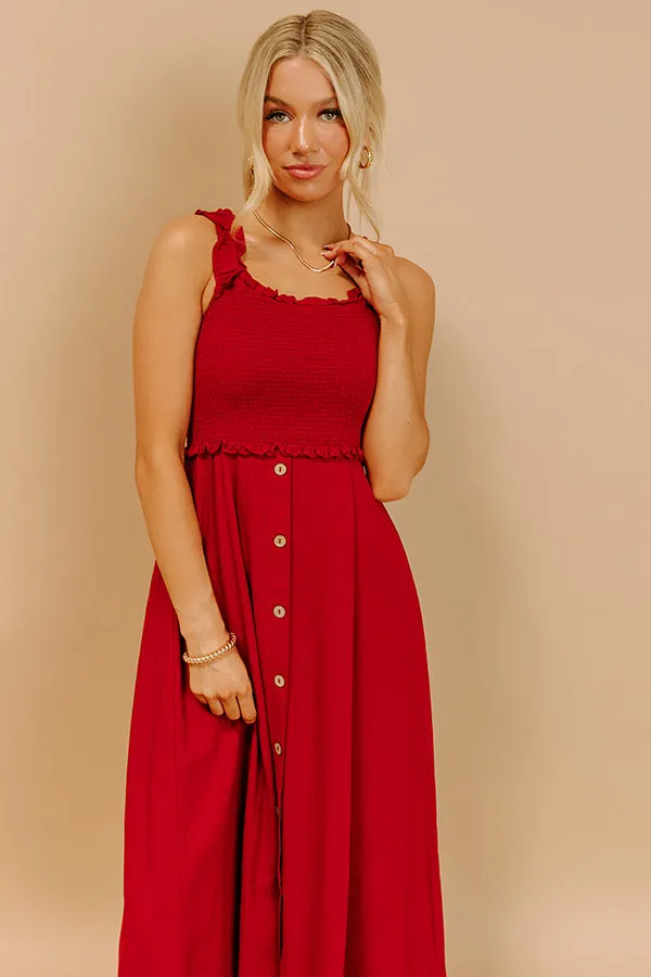 Harvest Lane Linen-Blend Midi Dress in Crimson sold by Impressions product image thumbnail 5
