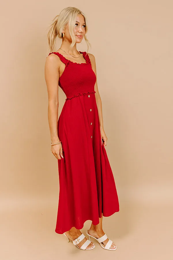 Harvest Lane Linen-Blend Midi Dress in Crimson sold by Impressions product image thumbnail 3
