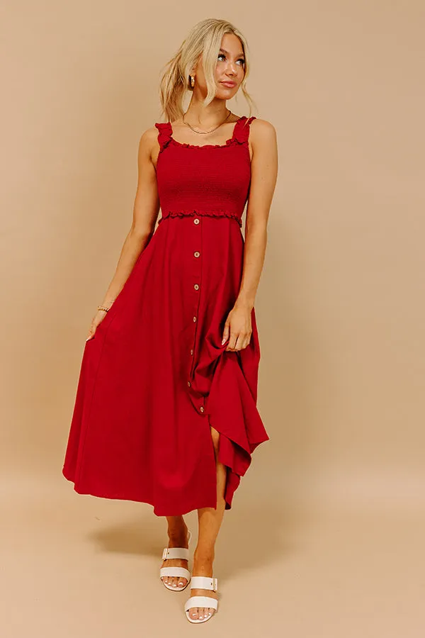 Harvest Lane Linen-Blend Midi Dress in Crimson sold by Impressions product image thumbnail 2