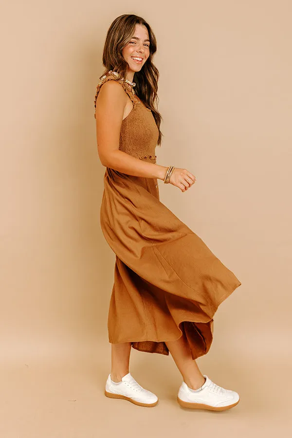 Harvest Lane Linen-Blend Midi Dress in Chocolate sold by Impressions product image thumbnail 5
