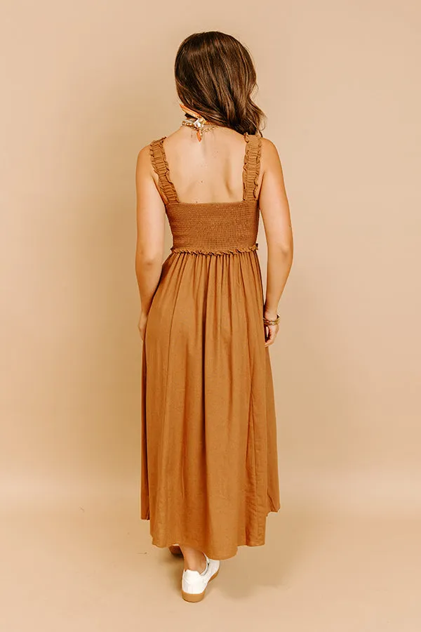 Harvest Lane Linen-Blend Midi Dress in Chocolate sold by Impressions product image thumbnail 3