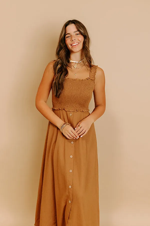 Harvest Lane Linen-Blend Midi Dress in Chocolate sold by Impressions product image thumbnail 4