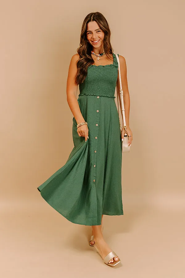 Harvest Lane Linen-Blend Midi Dress in Green sold by Impressions product image thumbnail 2