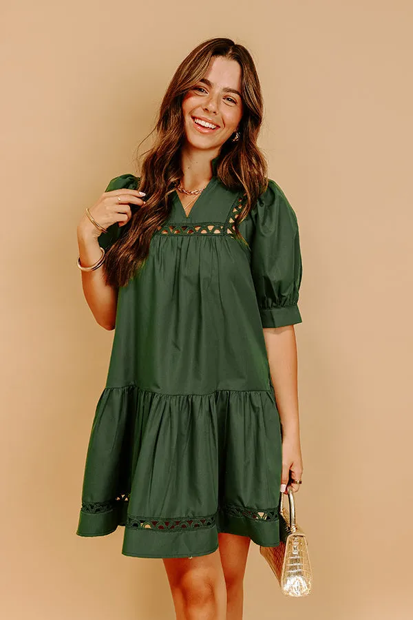 Wisteria And Wine Mini Dress in Hunter Green sold by Impressions