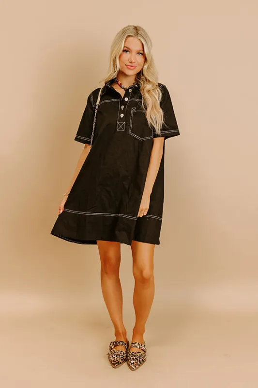 Cafe On Fifth Denim Mini Dress in Black sold by Impressions