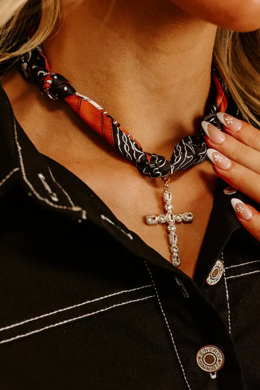 Square Cross Scarf Necklace sold by Impressions