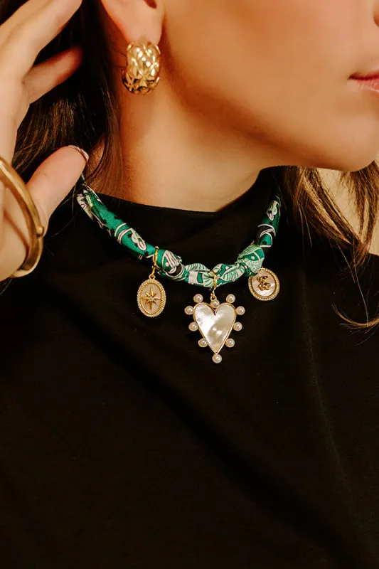 Rhonda Multi Charm Scarf Necklace sold by Impressions