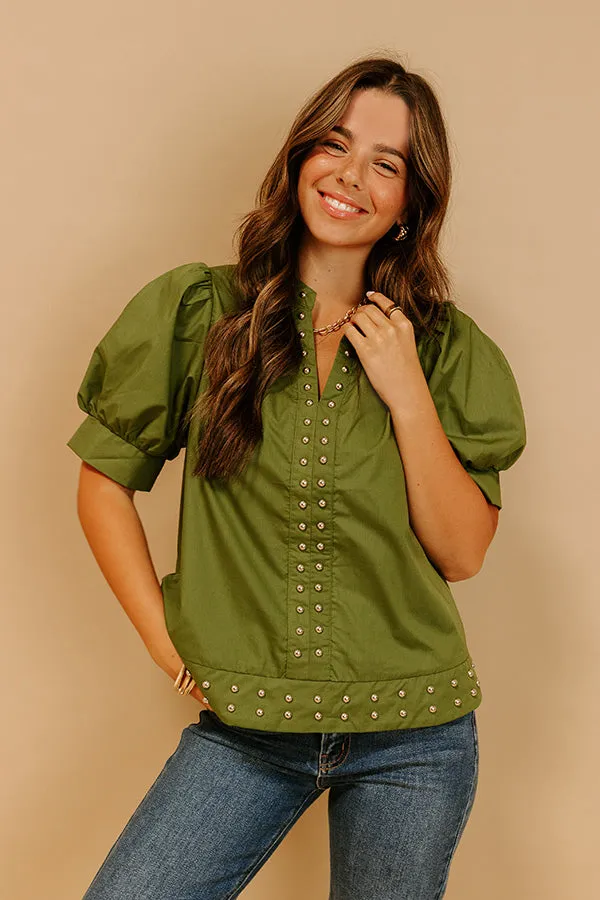 Sweet Statement Shift Top in Olive sold by Impressions product image thumbnail 2