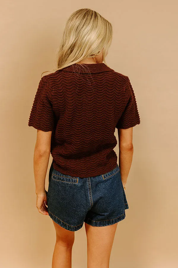 Urban Espresso Pointelle Knit Sweater Top in Chestnut sold by Impressions product image thumbnail 4