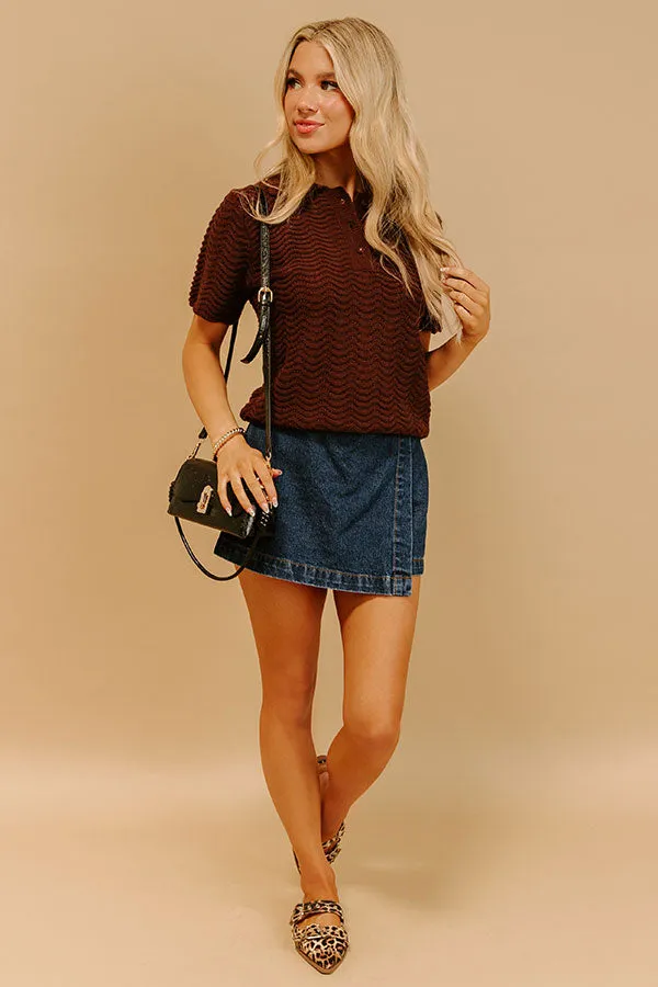 Urban Espresso Pointelle Knit Sweater Top in Chestnut sold by Impressions product image thumbnail 5