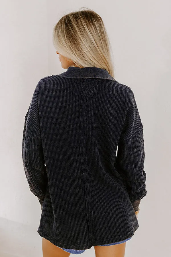 Cozy Cues Waffle Knit Top in Navy sold by Impressions product image thumbnail 5