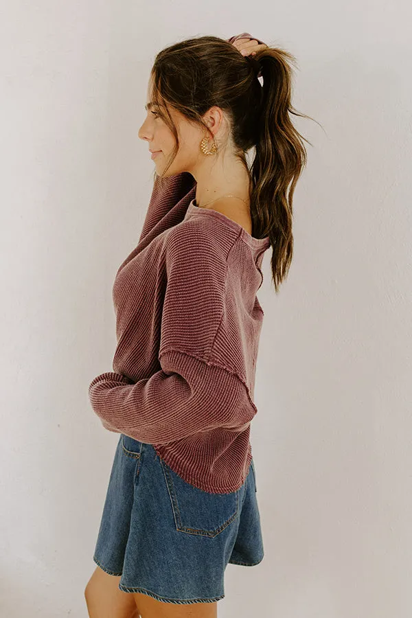 Cozy Couture Waffle Knit Top in Plum sold by Impressions product image thumbnail 4