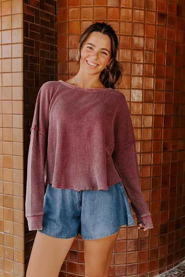 Cozy Couture Waffle Knit Top in Plum sold by Impressions product image thumbnail 2