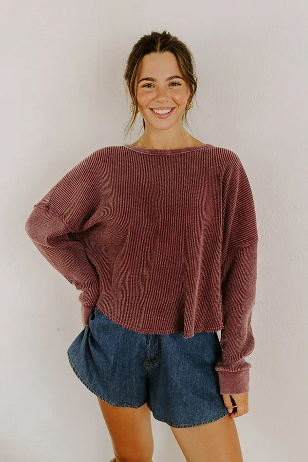 Cozy Couture Waffle Knit Top in Plum sold by Impressions product image thumbnail 5
