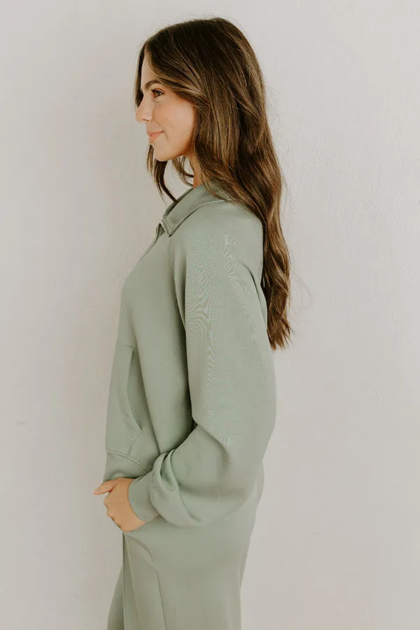 Morning Dew Scuba Zip-Up Sweater in Sage sold by Impressions product image thumbnail 5