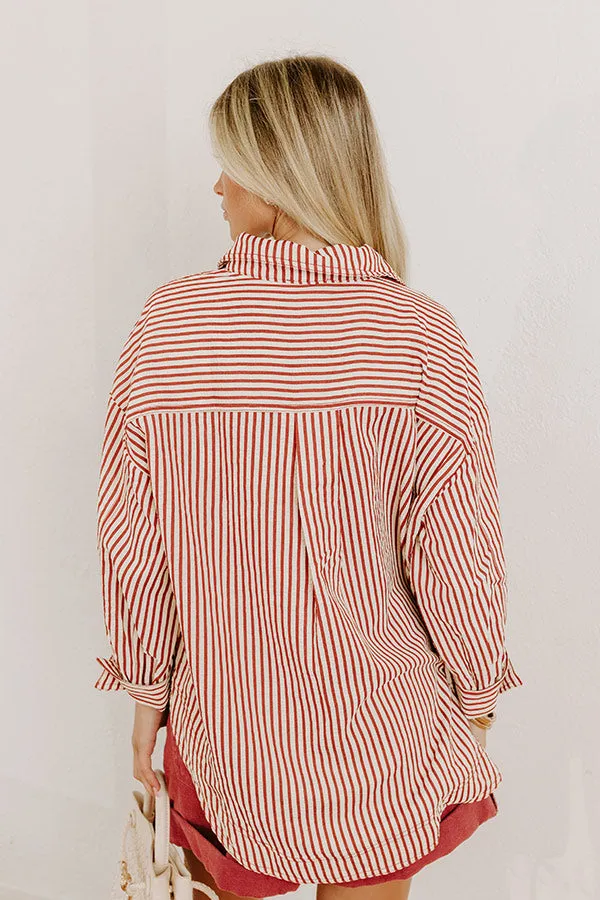 Stripe A Pose Oversized Button Up Top in Rust sold by Impressions product image thumbnail 4