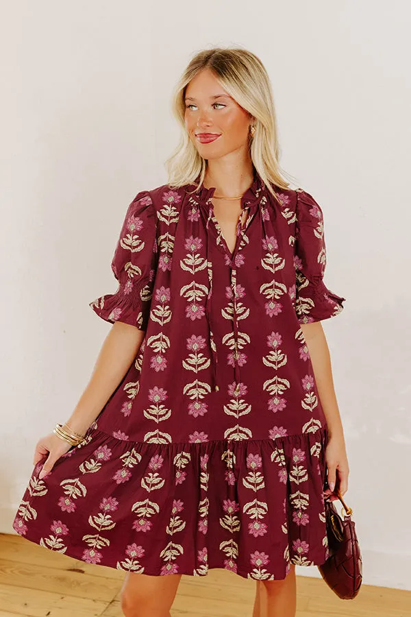 Bordeaux Sipping Floral Mini Dress sold by Impressions product image thumbnail 2