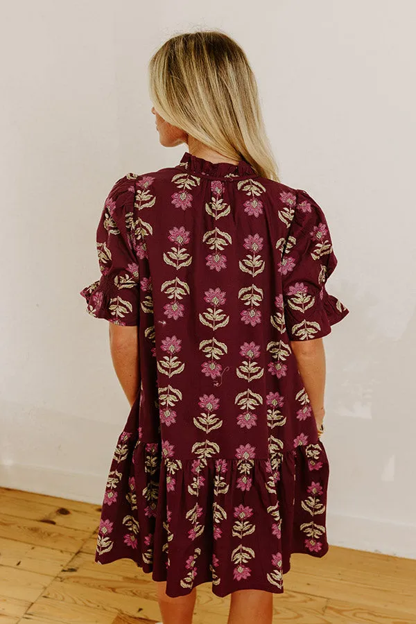 Bordeaux Sipping Floral Mini Dress sold by Impressions product image thumbnail 4