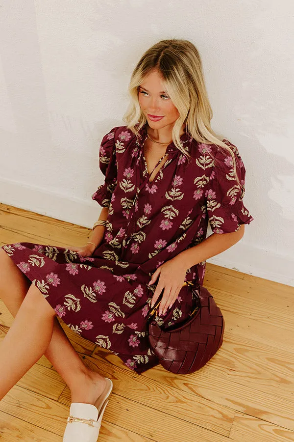 Bordeaux Sipping Floral Mini Dress sold by Impressions
