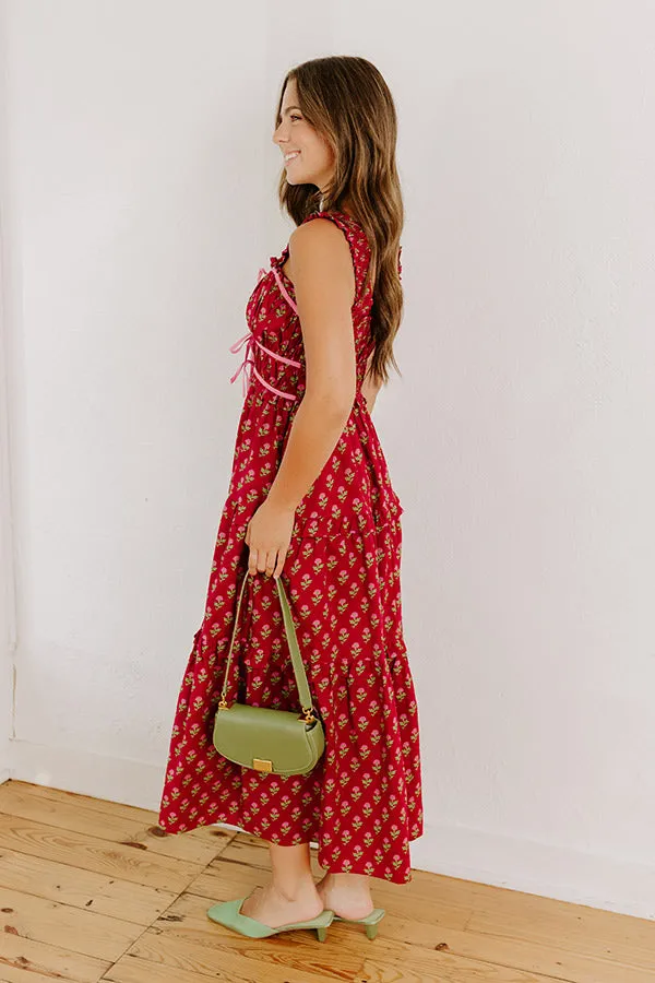 Apple Orchard Stroll Floral Midi Dress in Wine sold by Impressions product image thumbnail 3