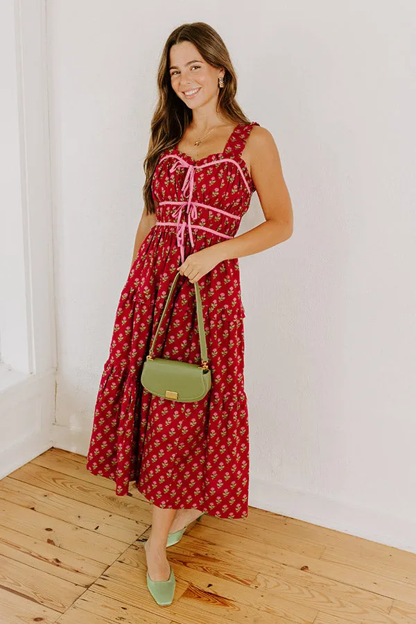 Apple Orchard Stroll Floral Midi Dress in Wine sold by Impressions product image thumbnail 4