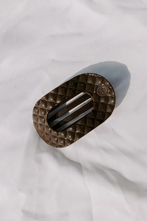 Quilted Medium Round Hair Claw Clip in Dark Taupe sold by Impressions