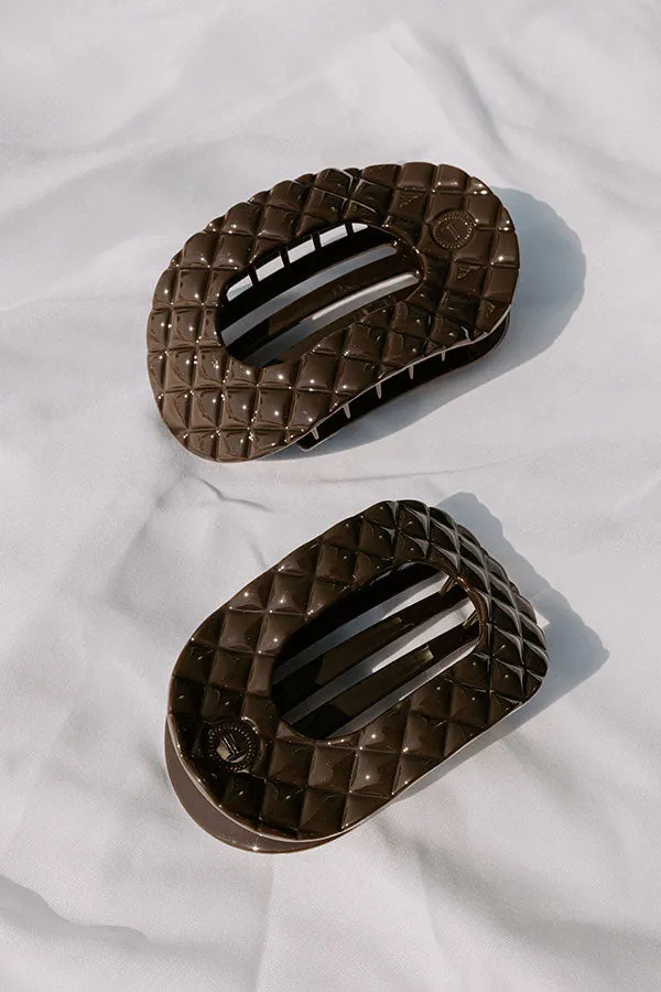 Quilted Medium Round Hair Claw Clip in Dark Taupe sold by Impressions product image thumbnail 2