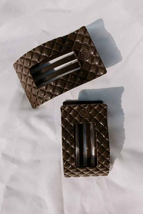 Quilted Large Rectangle Hair Claw Clip in Dark Taupe sold by Impressions product image thumbnail 2