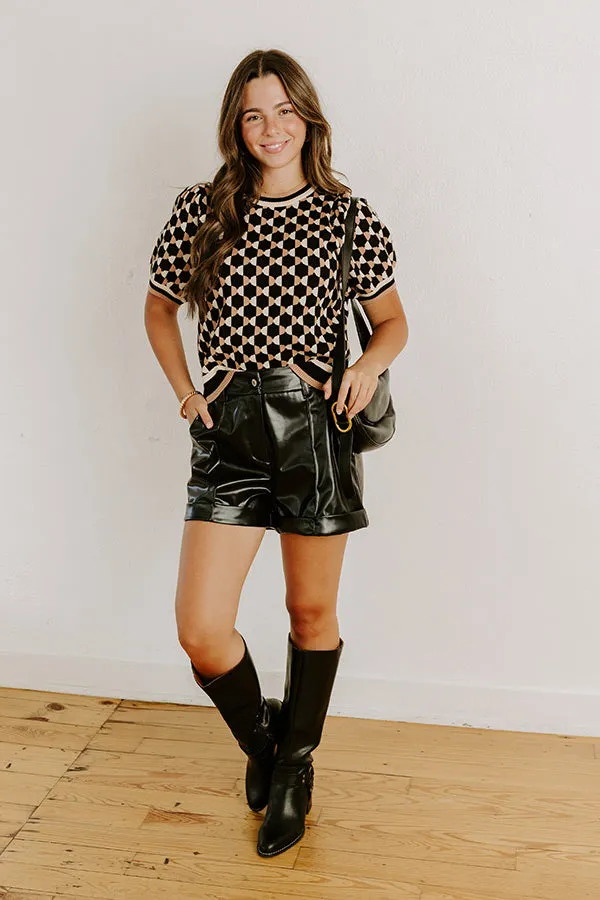 The Cecily High Waist Faux Leather Shorts in Black sold by Impressions product image thumbnail 3