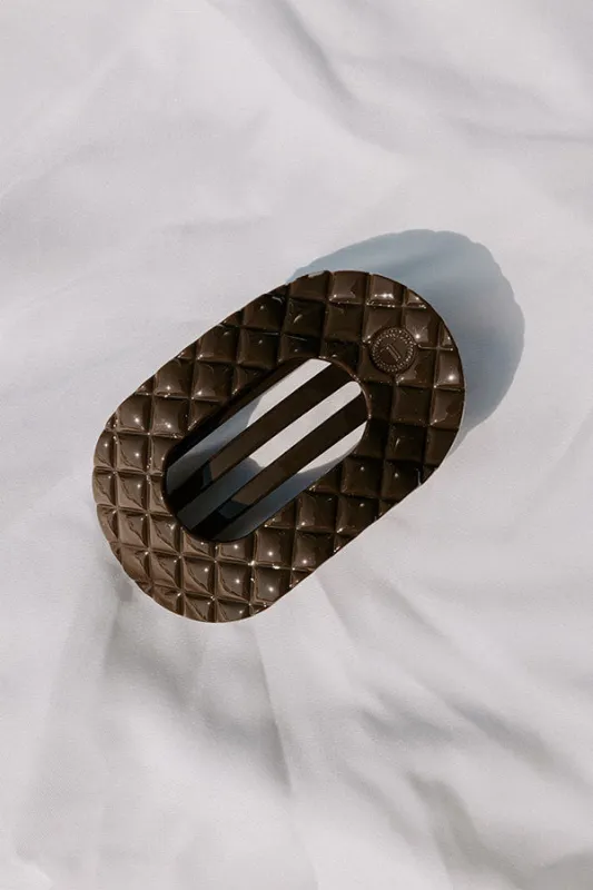 Quilted Large Round Hair Claw Clip in Dark Taupe sold by Impressions